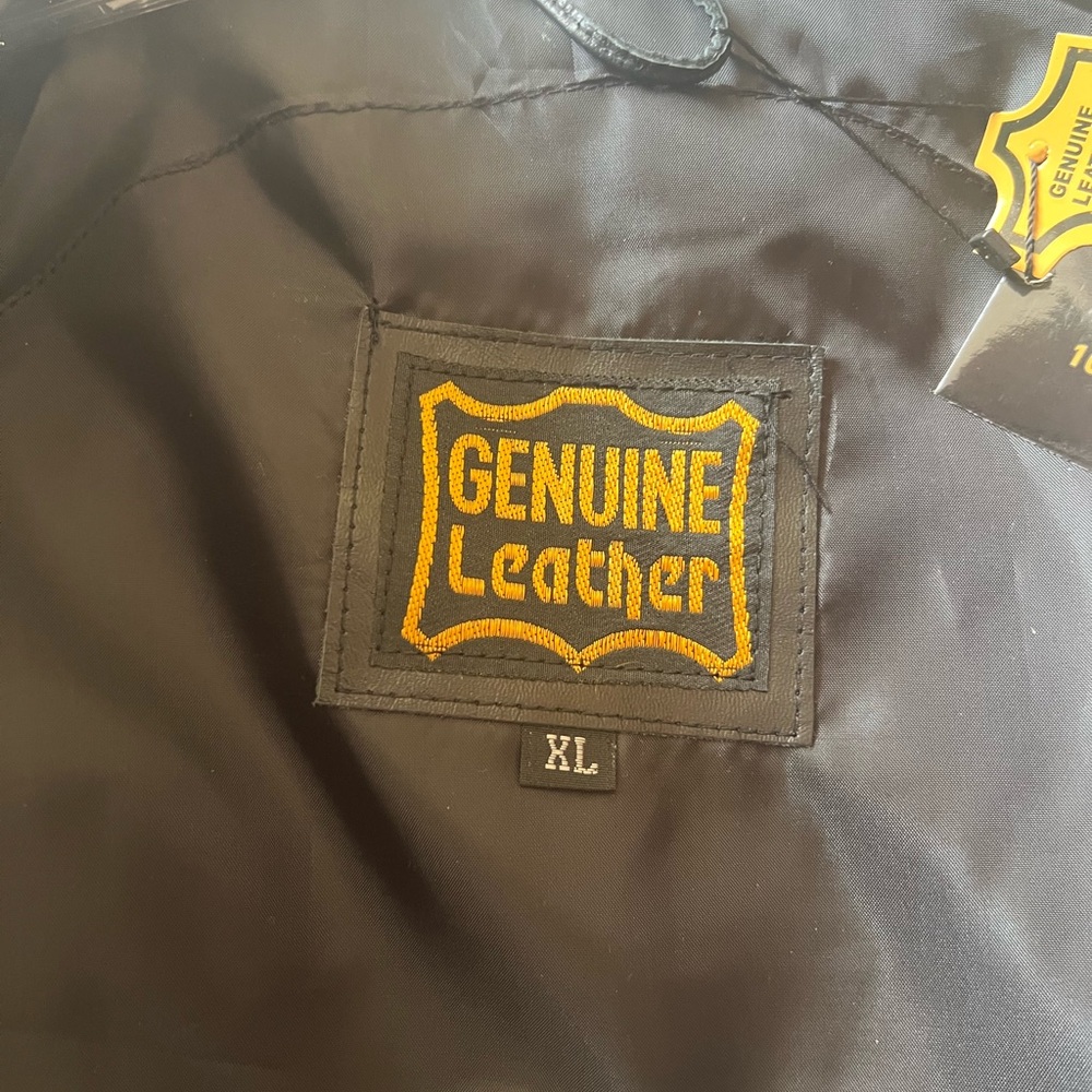 Harley-Davidson Black and Orange Genuine Leather Bomber Jacket - Picture 4 of 5